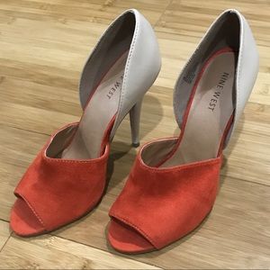 Nine West women's stilettos split orange/beige